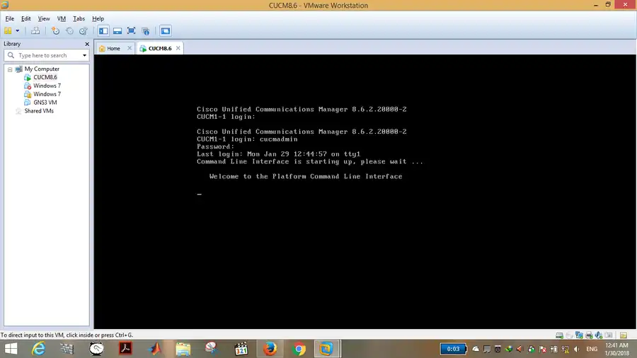 cucm cli vmware